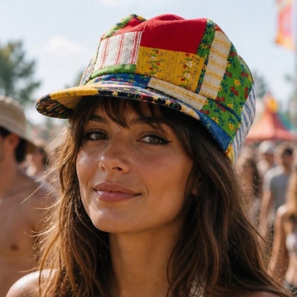 Patchwork Multi-Color Cotton Camp Cap